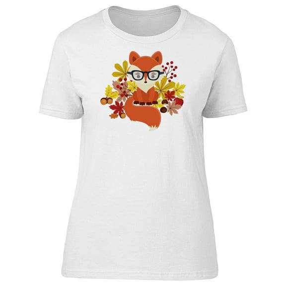 Classy Floral Red Fox Cartoon T-Shirt Women -Image by Shutterstock, Female XX-Large