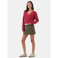 thumbnail image 2 of No Boundaries Button Front Ribbed Cardigan Sweater, Midweight, Women’s, 2 of 5