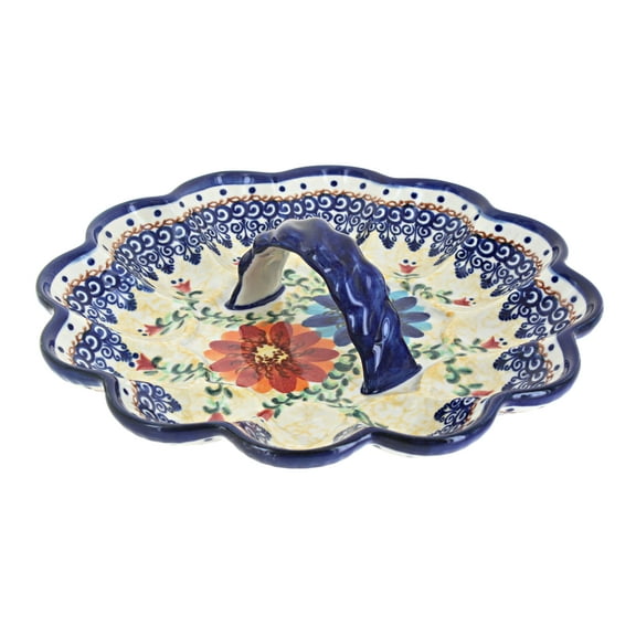 Blue Rose Polish Pottery Autumn Burst Egg Plate