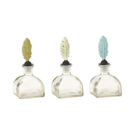Distinctive Glass Metal Stopper Bottle 3 Assorted