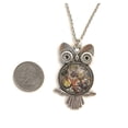 thumbnail image 2 of Steampunk Owl Necklace, Gift for Women, Silver Zinc Alloy Setting, Made in the USA, Gears and Gems, Owl Pendant, Unique Jewelry, 2 of 8