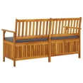 thumbnail image 3 of vidaXL Storage Bench with Cushion 148 cm Solid Wood Acacia, 3 of 5
