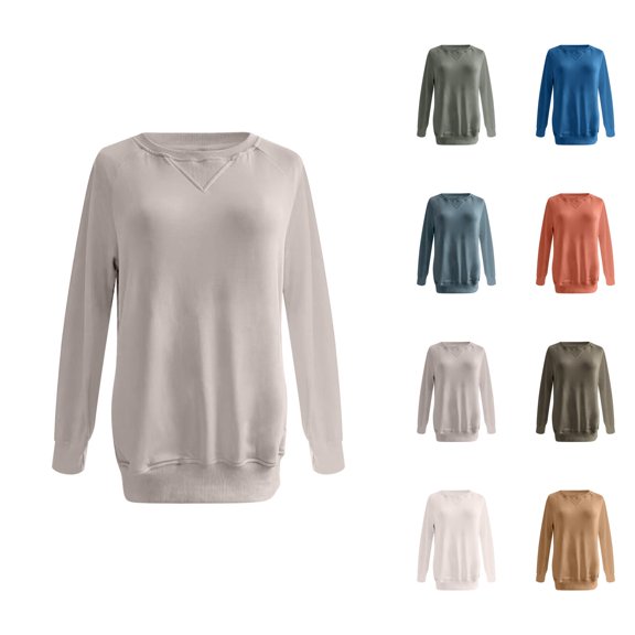 Workout Clothes for Women Women's Solid Sweatshirt Ribbed Pocket Pullover Sweatshirt For Women Loose Fit Long Sleeve Top Autumn And Winter