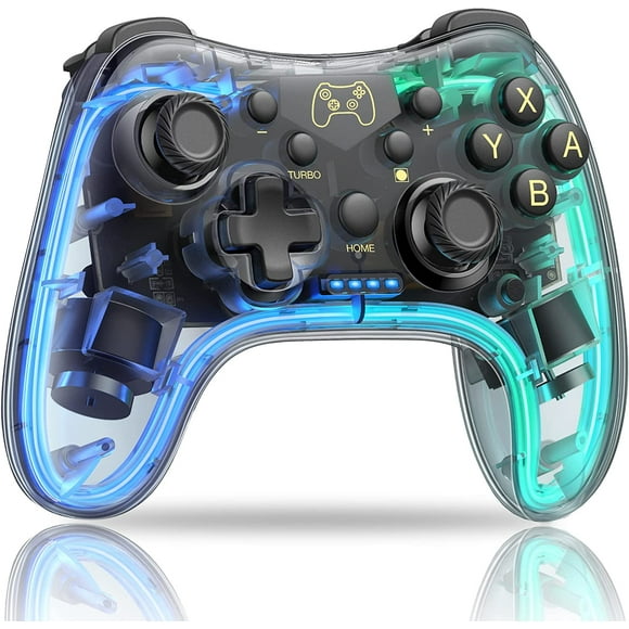 RGB Led Pad Controller Pro Transparent Controller With Turbo Funtion Dual Motor Vibration Controller For Nintendo Switch