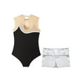 thumbnail image 4 of Doomiva Kids Girls Gymnastics Leotards Biketard Sleeveless Tank Top Booty Shorts 2 Piece Ballet Dance Silver 14, 4 of 7