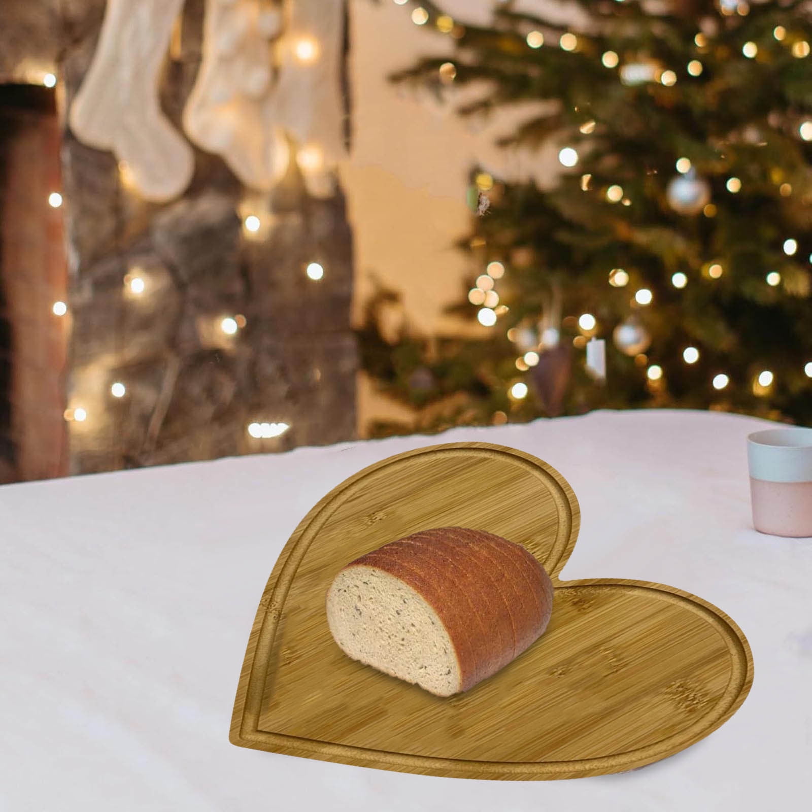 Home Decor Heart Shaped Cutting Board Wood Breadboard Cheese Platter Cooked Food Board For Meat Cheese And Vegetables Valentine'S Day