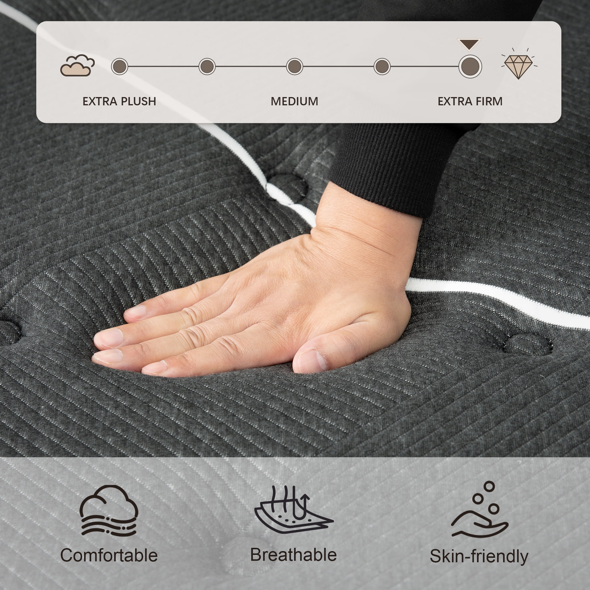 Slecofom Extra Firm Twin Mattress , 14 Inch Twin Size Mattress, Memory Foam Hybrid with Extra Lumbar Support, Back Pain Relief&Cool Sleep, Firm Foam Encased Edge,Motion Isolation,Fiberglass-Free