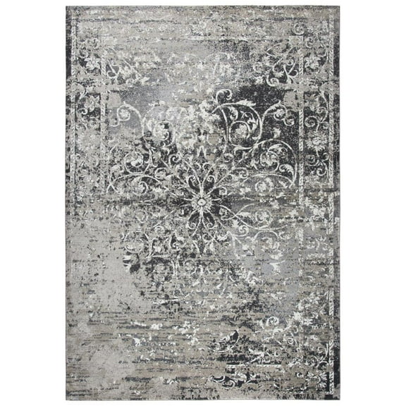 Alora Decor Swagger 3'3" x 5'3" Scroll work Distress Taupe/Gray Area Rug