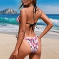 thumbnail image 5 of Chririnla Women's Halter Neck Two Piece Bikini Set Pink Top with Hibiscus Floral Bottoms, Tie Side & Back, Sexy Quick Dry Swimwear for Beach Vacation, 5 of 9
