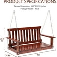 thumbnail image 2 of Dkelincs 48 inch Wood Outdoor Hanging Porch Swing Bench with Armrest and Chains 800 lbs Weight Capacity, Brown, 2 of 7