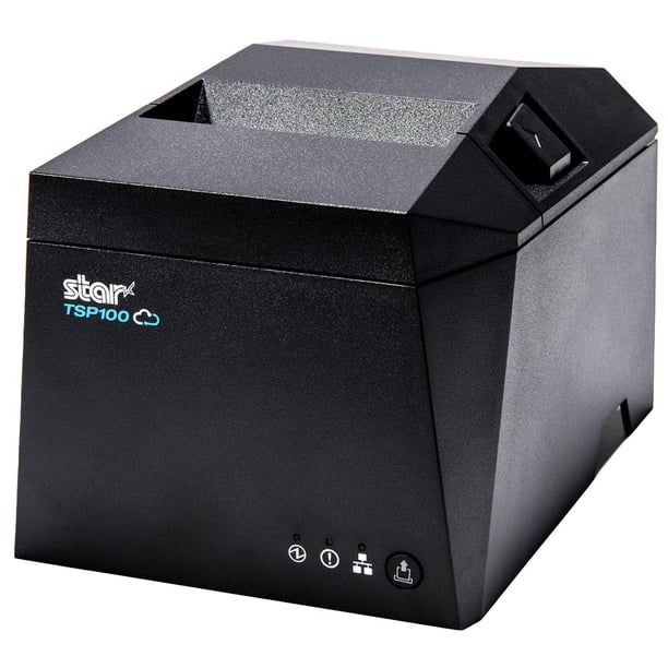 Star Micronics TSP143IVUE Impresora térmica de recibos USB/Ethernet (LAN) con accesorio abierto Android (AOA), CloudPRNT, cortador y fuente de alimentación interna - Gris