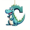 thumbnail image 1 of Fridja Personalized Dinosaur Christmas Ornament 26 Letters Hanging Pendant Ornaments 2024 Acrylic Initial Monogram Xmas Tree Decorations with Hanging Rope Unique Customized Fun Gift for Kids (C), 1 of 1