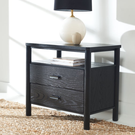 SAFAVIEH Couture Jaylessa Modern Nightstand with 2 Drawers, Black