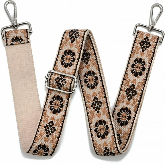 BESTSKY Purse Strap Adjustable Replacement Crossbody Bag Strap Retro Jacquard Embroidery Shoulder Straps for Canvas Bag