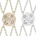 thumbnail image 2 of 4 Pcs Puzzle Best Friend Friendship Necklaces Set with Inlaid Rhinestones, Sun, Moon, Cloud and Star, Sewing, Best Friend Pendant, Trendy Jewelry, Gift(Gold), 2 of 5