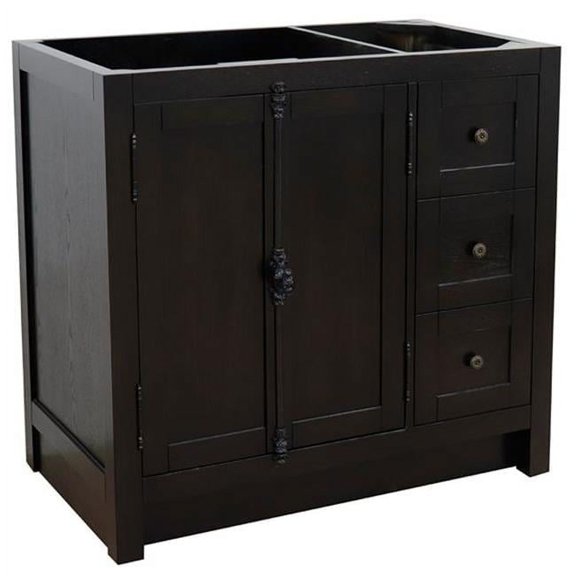 Bellaterra Home  36 in. Single Vanity with Cabinet, Brown Ash - Left Doors