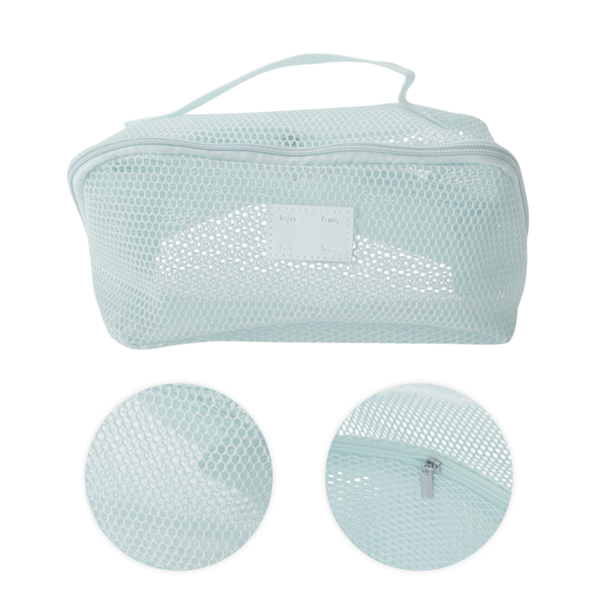 Unique Bargains 1 Pc Mesh Multifunctional Portable Makeup Bag for Travel Blue, Gray
