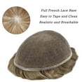 thumbnail image 3 of LYRICAL HAIR Toupee for Men French Lace Hairpiece Indian Human Hair System Replacement Lace with PU Mens Toupee Human Hair Black Brown Blonde Gray Hair #1820 Medium Blonde with 20% Gray-100% Density, 3 of 6