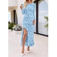thumbnail image 2 of PRETTYGARDEN Women's Formal Maxi Floral Dresses with Slit Long Sleeve Ruffle Hem, Elegant Outfit for Wedding Guest & Cocktail Party, Bodycon Crewneck Mesh Dresses, Fall Fashion, 2 of 8