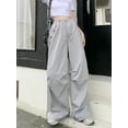 thumbnail image 3 of Biekopu Women Baggy Cargo Sweatpants Solid Color Drawstring Straight Leg Joggers Pants Casual Trousers for Streetwear, 3 of 9