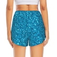 thumbnail image 4 of Uemuo Blue Glitter Pattern Women's Athletic Shorts High Waisted Running Shorts with Liner Pockets Gym Elastic Workout Shorts-Medium, 4 of 9