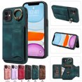 thumbnail image 1 of Nalacover for iPhone 11 Ring Holder Wallet Case with Kickstand Magnetic Clasp, Credit Card Slots Holder Premium PU Leather Purse Cover, TPU Bumper Shockproof Anti-Scratches Case,Green, 1 of 17