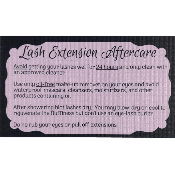 Lash Extension Aftercare Instructions Business Cards 100 Pack 3 5 X 2 Inches Pink Double Sided After Care 2 3 Week Fillers Walmart Com Walmart Com