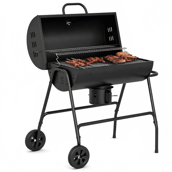 BOGYKIK Barrel Charcoal BBQ Grill, 420 Sq.In Cooking Area with Warming Rack, Portable Outdoor Grill
