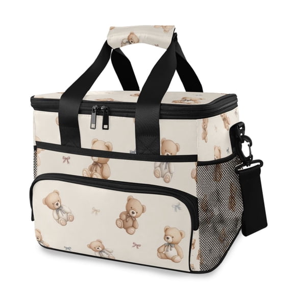 Small Bears and Bows Cute Portable Cooler Lunch Box Reusable Insulated Lunch Bag Leakproof 15L