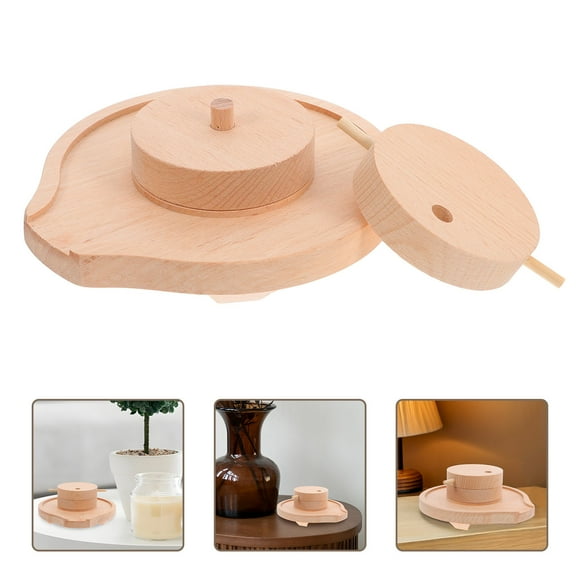 SWETRACE 1Set Hand Operated Stone Grinding Mill Model Beige Miniature for Display 13.2x12.3x5.5in