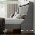 thumbnail image 5 of iPormis Queen Bed Frame with Upholstered Wingback Button Tufted Storage Headboard, Luxurious Platform Bed with Charging Station, Sturdy Wooden Slats Support,No Box Spring Needed,Light Gray, 5 of 7