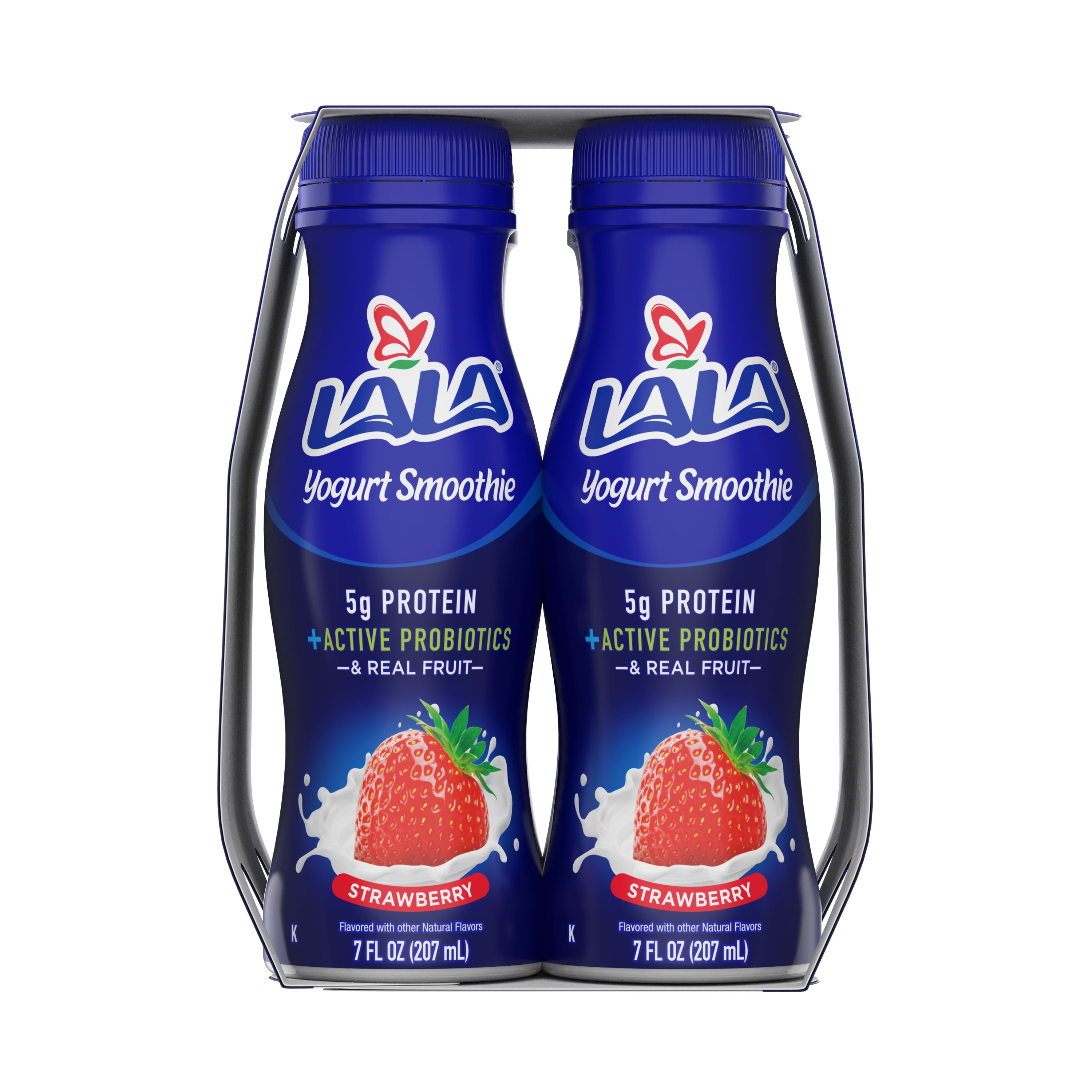 LALA Probiotic Protein Yogurt Smoothie Drink, Low Fat, Strawberry, 7 oz Plastic Bottle (4 Ct)