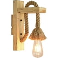 thumbnail image 1 of Lámpara de pared de diseño retro, cuerda de cáñamo de madera, lámparas de noche para pasillo de hotel, apliques de pared para interiores, luz cálida, bombilla Edison E27 incluida, 1 of 5