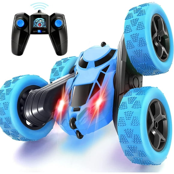 Remote Control Car Stunt RC Cars, 90 Min Playtime, 2.4Ghz Double Sided 360° Rotating RC Crawler with Headlights, 4WD Off Road Drift RC Race Car Toy for Boys and Girls Aged 6-12 Green