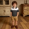 thumbnail image 3 of Fozruso Boys Short Sleeve Striped Shirt Summer Breathable Collared Shirt with Button Closure for School and Play, 3 of 7