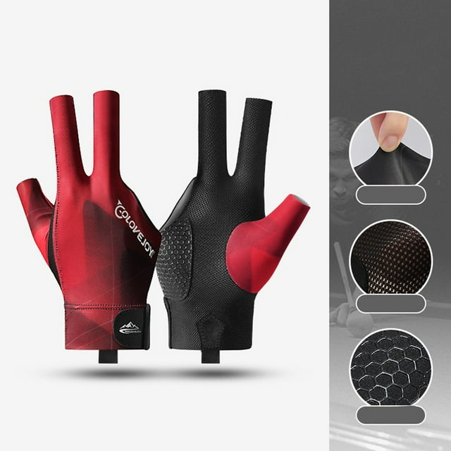 Snooker Pool Billiard Glove Stable Grip Anti Slip Silicone Design Soft Back Fabric Professional Cue Shooter Accessory