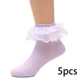 thumbnail image 2 of LYMAYTER 5 Pack Toddler Dress Socks Summer Kids Girls Ruffle Ankle Socks Mesh Princess Dress Socks 1-13Y, 2 of 7