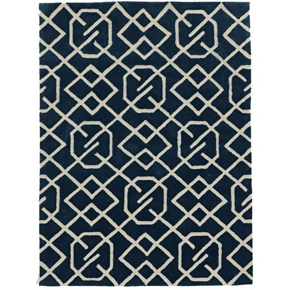 Linon Tripoli Intent Hand Tufted Polyester 8'x10' Rug in Navy