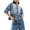 Blue, variant on Gupgi Women Blue Denim Shirt Short Sleeve Tie Open Front Ruffle Blouses Summer Peplum Tops