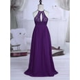 thumbnail image 5 of TiaoBug Big Girls Halter Neck Chiffon Flower Dress Princess Wedding Bridesmaid Formal Party Evening Maxi Gown Deep Purple 16, 5 of 5