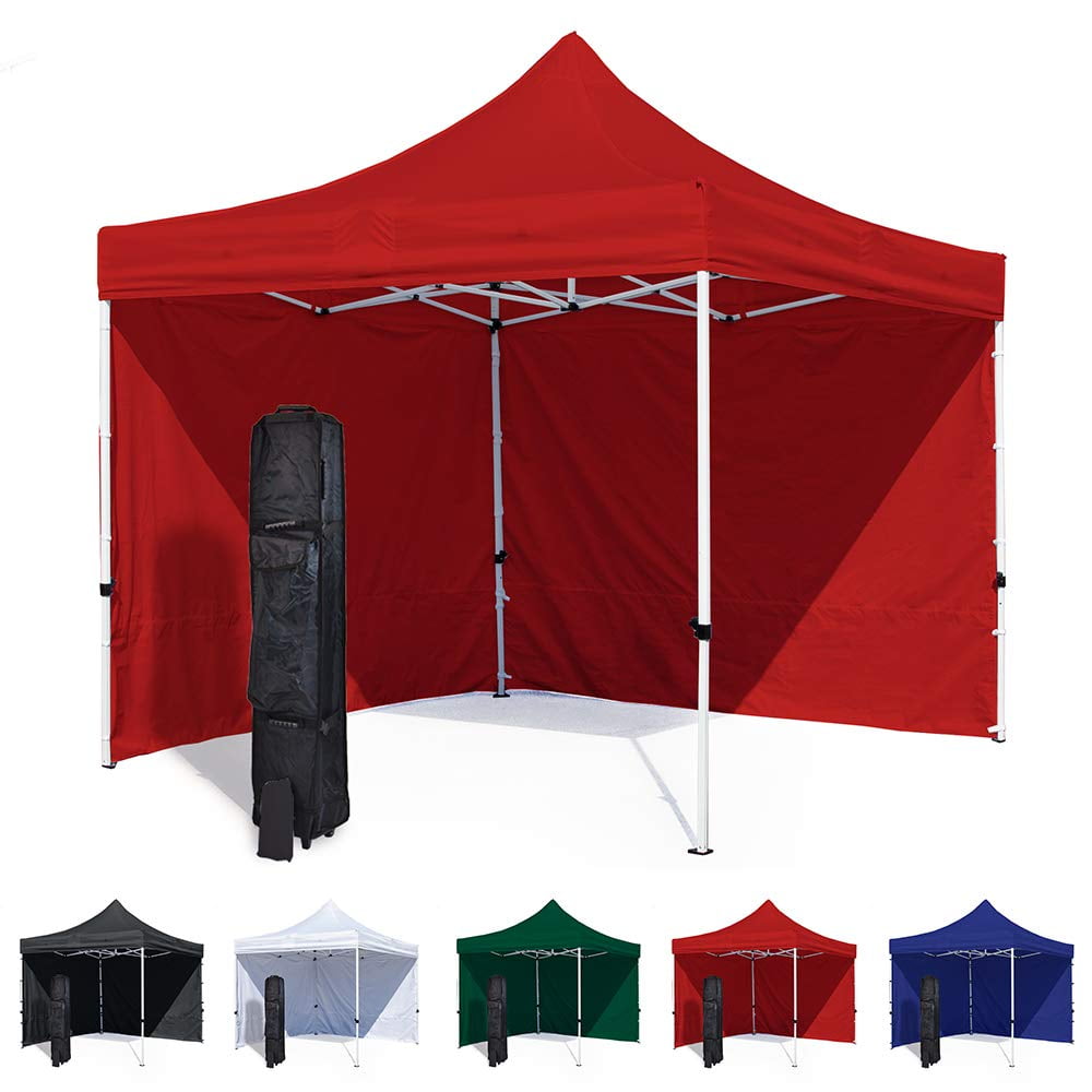 Red 10x10 Canopy Tent and 2 Sidewalls Economy Edition Durable Steel