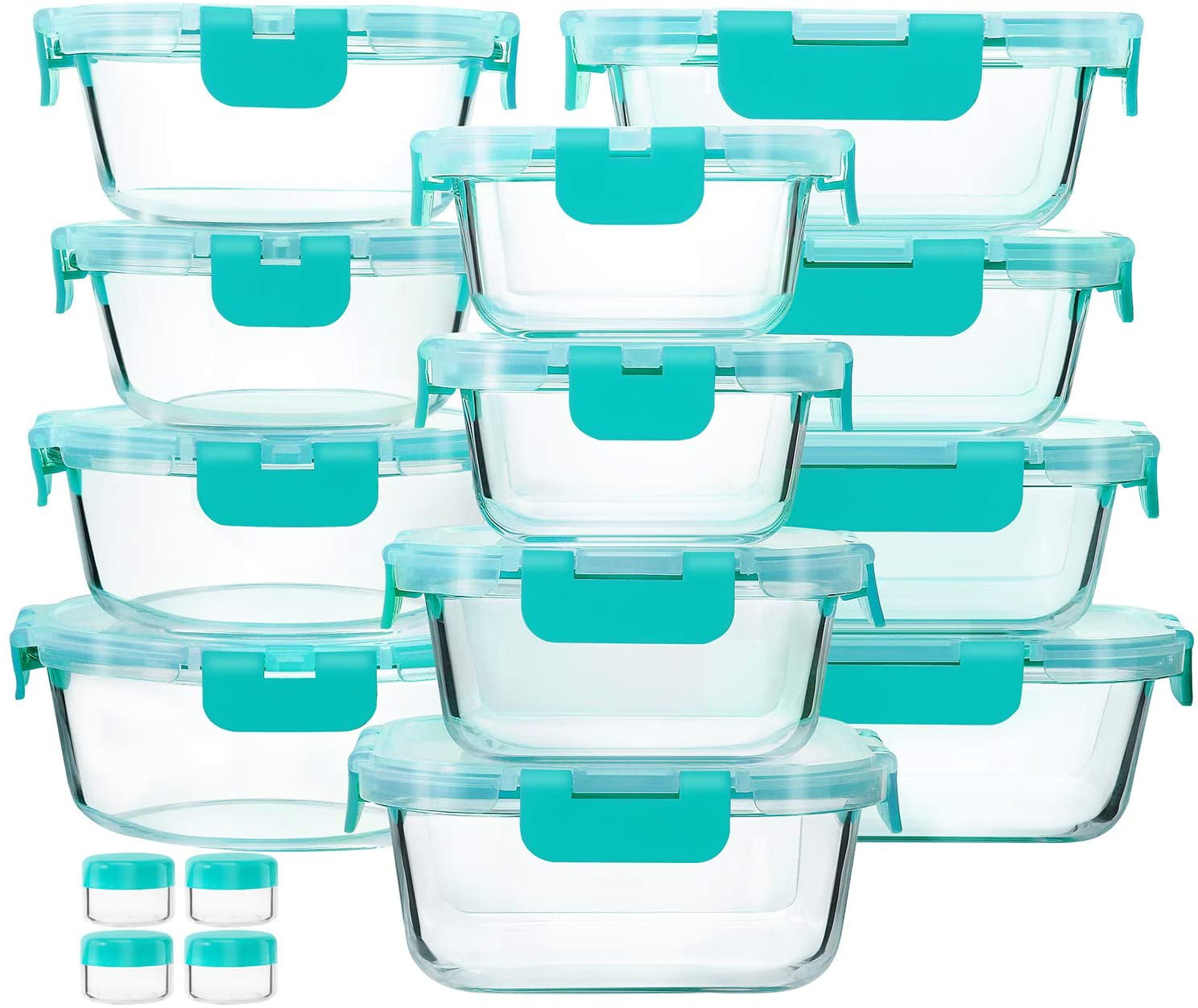 Biandeco Glass Baby Food Container with Bpa-free Locking Lid, On-the-go  Lunch Box for Snack, Food, Nuts, Spices, Glass Food Prep Storage (Rectangle  4.56 fl oz)