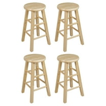 PJ Wood Classic Round-Seat 24" Kitchen Counter Stools, Natural (Set of 4)