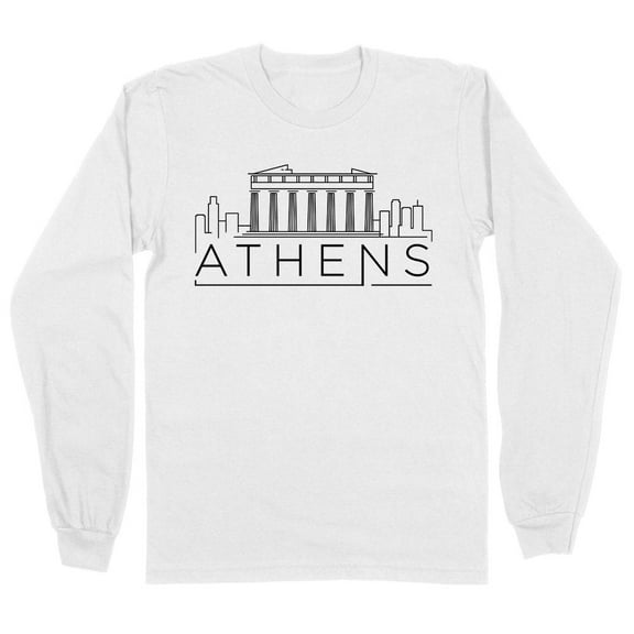 Skyline Athens Greece Long Sleeve Shirt Unisex Large White