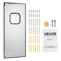 VEVOR Traffic Swing Door, Single Panel Fits Door Opening 36"W x 84" H, Stainless Steel Commercial Swinging Doors with Hardware & Accessories, Ideal for Residential Use, Durable & Easy to Install