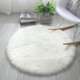 thumbnail image 1 of Tatum88 Faux Fur Rug, Imitation Fluffy Fleece Area Non-Slip Rug Yoga Mat for Living Room Bedroom Sofa Floor Mat (White Round, 45 x 45cm), 1 of 5