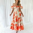 thumbnail image 1 of WILLBEST Vestidos de Verano para Mujer, Modernos, Bohemios, con Estampado Floral, Cuello Redondo, Manga Corta, Cuello En V, Vestido Largo Mediana, 1 of 3