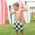 thumbnail image 4 of FORMRS Boys Swim Trunks Quick Dry Mesh Liner Boardshorts Sizes XS-XL, Green and White Plaid Pattern, 4 of 7