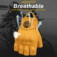 thumbnail image 6 of MJMOTO Vintage Leather Motorcycle Gloves Half Finger Touchscreen Off Road Riding Gloves with Hard Shell Protection Breathable Motorcyclist Gloves, 6 of 7