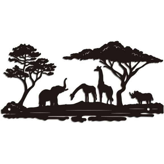 Black Elephants Metal Wall Art Decor Metal Animal Wall Silhouette Sculpture Decor Nature Wildlife Metal Wall Hanging Decor